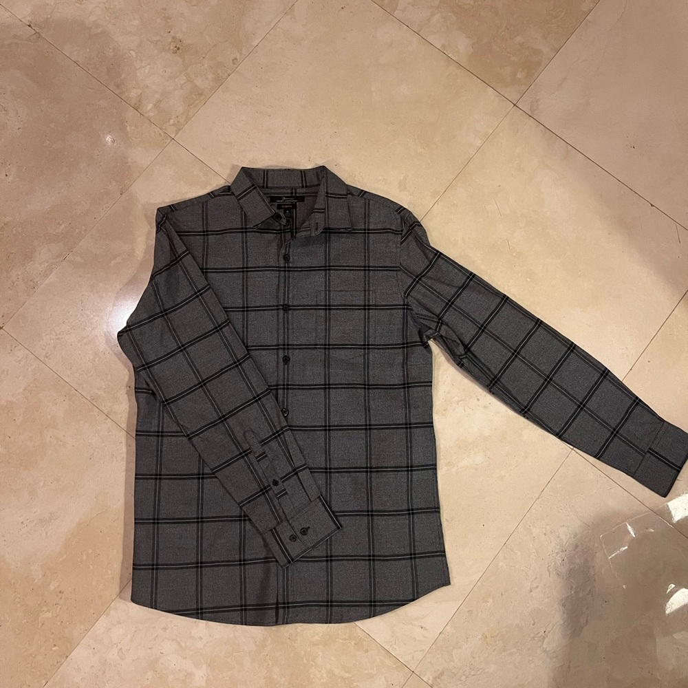Marc Anthony Men's Gray Checkered Shirt